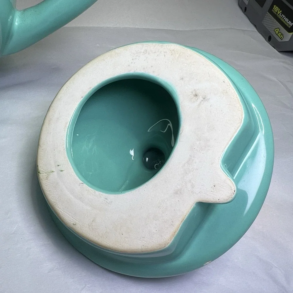 Vintage Cracker Barrel Tea‎ Pot Blue Ceramic Aqua Green